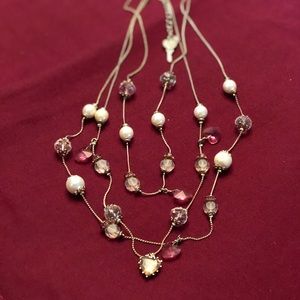 Betsey Johnson Heart and Gem Necklace